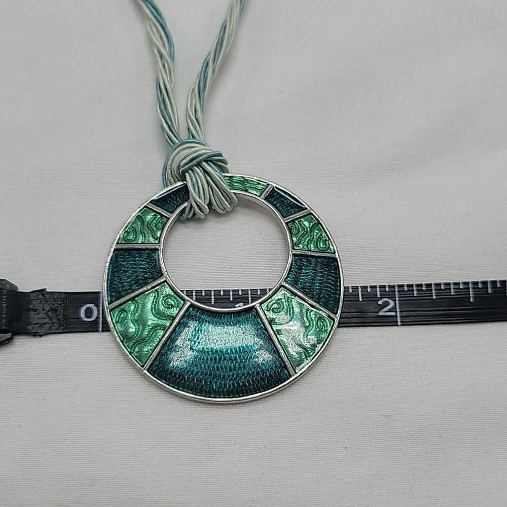 Retired LIA SOPHIA Versailles Multiple Strand Necklace With Round Green Pendant - Picture 6 of 8